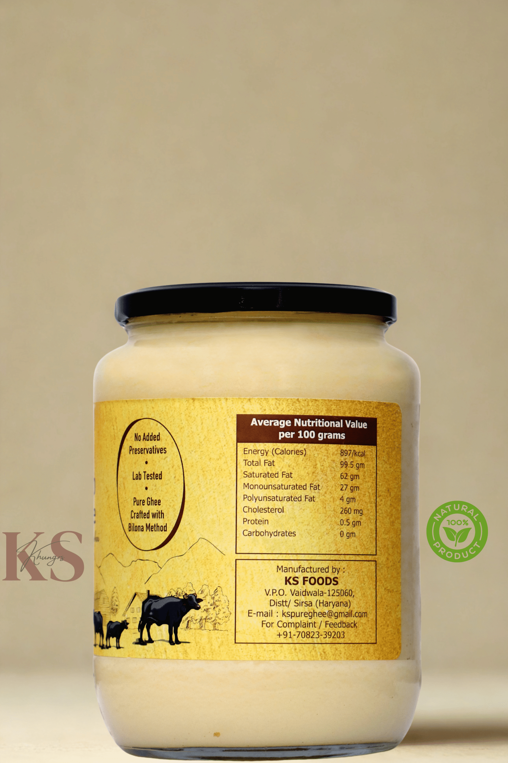 Bilona Buffalo Desi Ghee (500ml) | KHUNGRS Pure Desi Ghee - Image 2